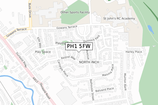 PH1 5FW map - large scale - OS Open Zoomstack (Ordnance Survey)