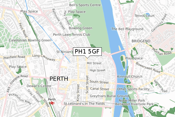 PH1 5GF map - small scale - OS Open Zoomstack (Ordnance Survey)