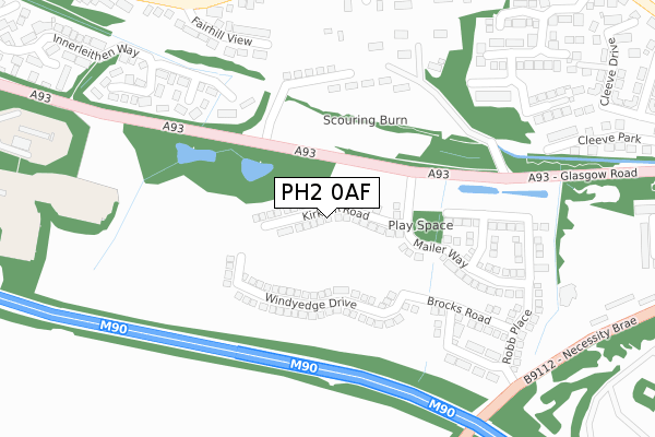 PH2 0AF map - large scale - OS Open Zoomstack (Ordnance Survey)