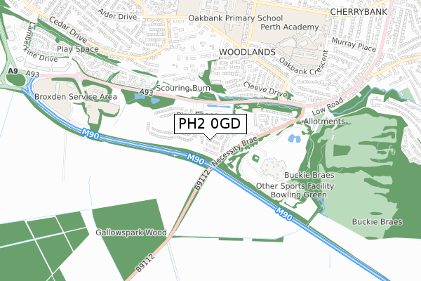 PH2 0GD map - small scale - OS Open Zoomstack (Ordnance Survey)