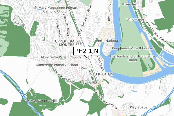 PH2 1JN map - small scale - OS Open Zoomstack (Ordnance Survey)