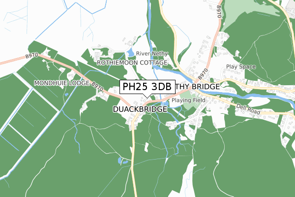 PH25 3DB map - small scale - OS Open Zoomstack (Ordnance Survey) PH25 3DB map - small scale - OS Open Zoomstack (Ordnance Survey)