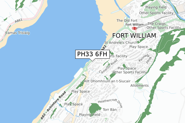 PH33 6FH map - small scale - OS Open Zoomstack (Ordnance Survey)