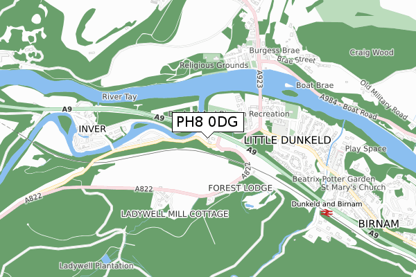 PH8 0DG map - small scale - OS Open Zoomstack (Ordnance Survey)