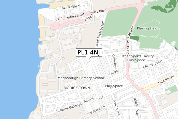 PL1 4NJ map - large scale - OS Open Zoomstack (Ordnance Survey)