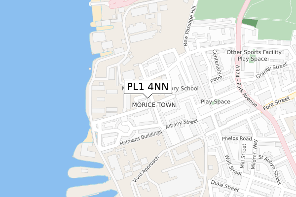 PL1 4NN map - large scale - OS Open Zoomstack (Ordnance Survey)