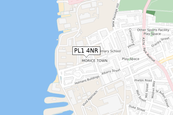 PL1 4NR map - large scale - OS Open Zoomstack (Ordnance Survey)