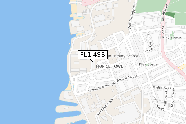 PL1 4SB map - large scale - OS Open Zoomstack (Ordnance Survey)