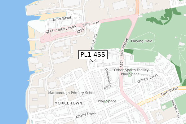 PL1 4SS map - large scale - OS Open Zoomstack (Ordnance Survey)