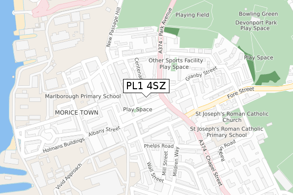 PL1 4SZ map - large scale - OS Open Zoomstack (Ordnance Survey) PL1 4SZ map - large scale - OS Open Zoomstack (Ordnance Survey)