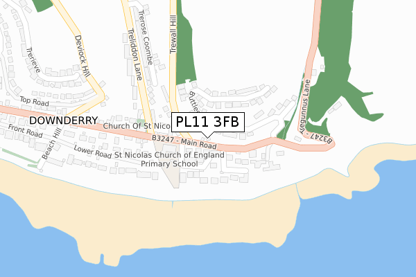 PL11 3FB map - large scale - OS Open Zoomstack (Ordnance Survey)