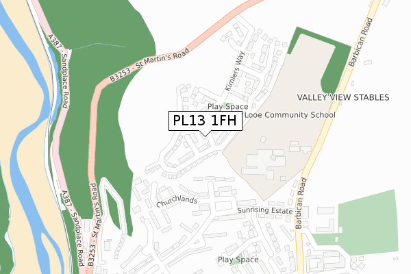 PL13 1FH map - large scale - OS Open Zoomstack (Ordnance Survey)