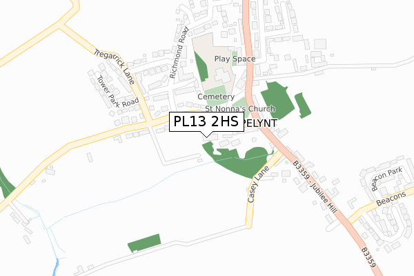 PL13 2HS map - large scale - OS Open Zoomstack (Ordnance Survey)