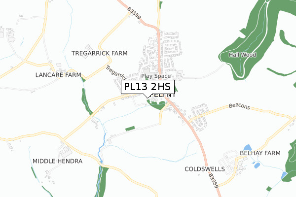 PL13 2HS map - small scale - OS Open Zoomstack (Ordnance Survey)