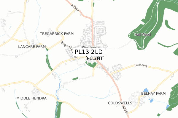 PL13 2LD map - small scale - OS Open Zoomstack (Ordnance Survey)