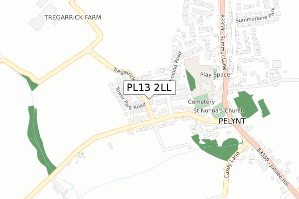 PL13 2LL map - large scale - OS Open Zoomstack (Ordnance Survey)