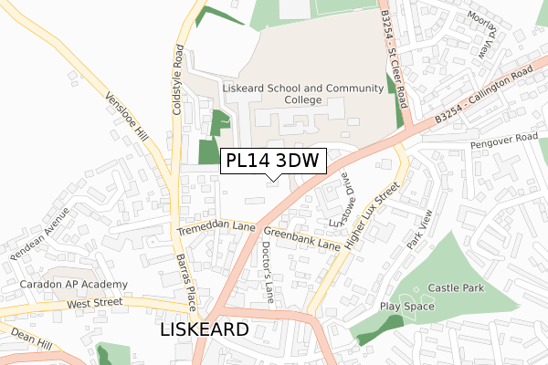 PL14 3DW map - large scale - OS Open Zoomstack (Ordnance Survey) PL14 3DW map - large scale - OS Open Zoomstack (Ordnance Survey)