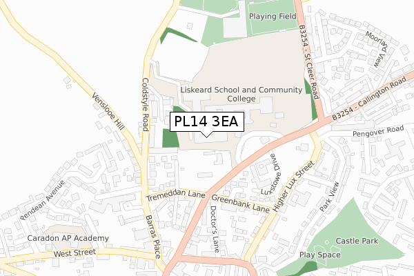 PL14 3EA map - large scale - OS Open Zoomstack (Ordnance Survey)