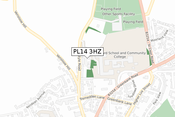 PL14 3HZ map - large scale - OS Open Zoomstack (Ordnance Survey)