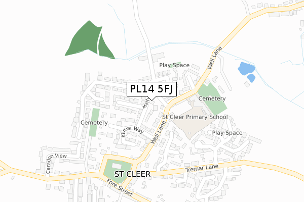 PL14 5FJ map - large scale - OS Open Zoomstack (Ordnance Survey) PL14 5FJ map - large scale - OS Open Zoomstack (Ordnance Survey)