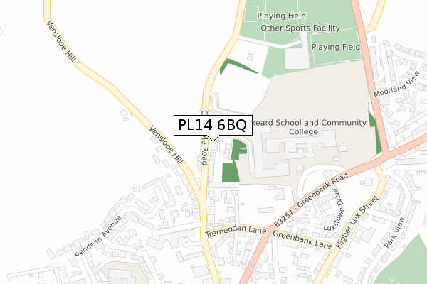 PL14 6BQ map - large scale - OS Open Zoomstack (Ordnance Survey)