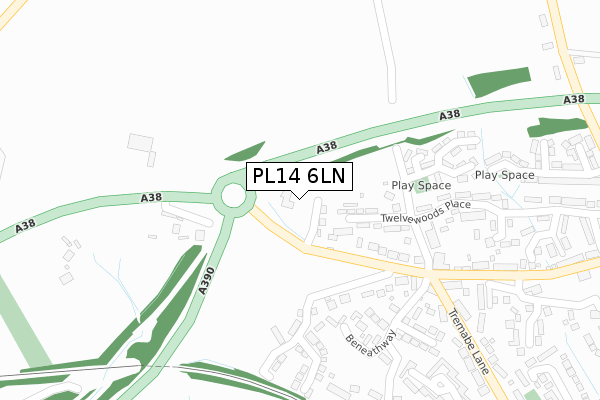 PL14 6LN map - large scale - OS Open Zoomstack (Ordnance Survey)