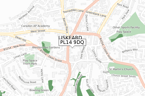 PL14 9DQ map - large scale - OS Open Zoomstack (Ordnance Survey) PL14 9DQ map - large scale - OS Open Zoomstack (Ordnance Survey)