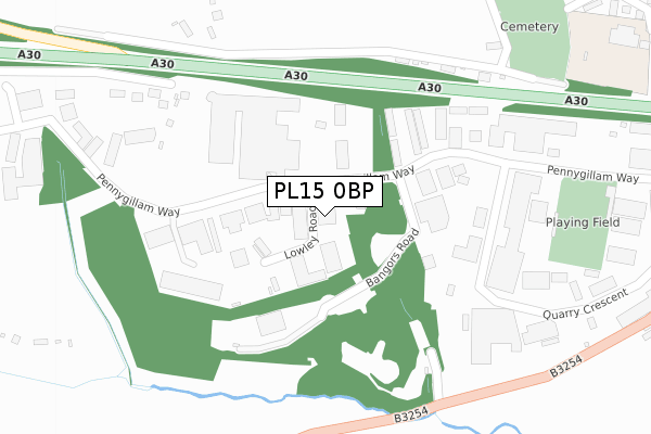 PL15 0BP map - large scale - OS Open Zoomstack (Ordnance Survey)