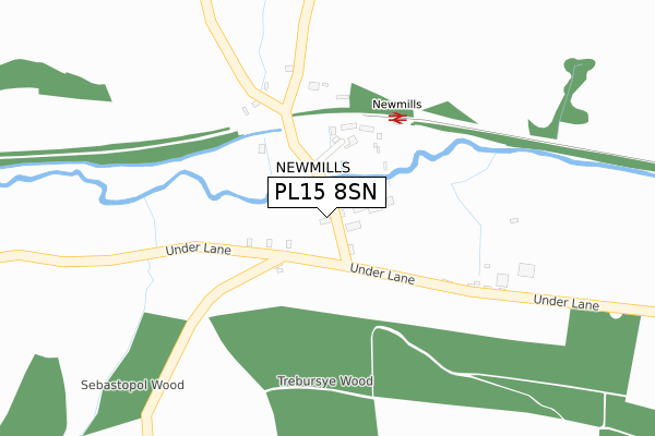 PL15 8SN map - large scale - OS Open Zoomstack (Ordnance Survey)