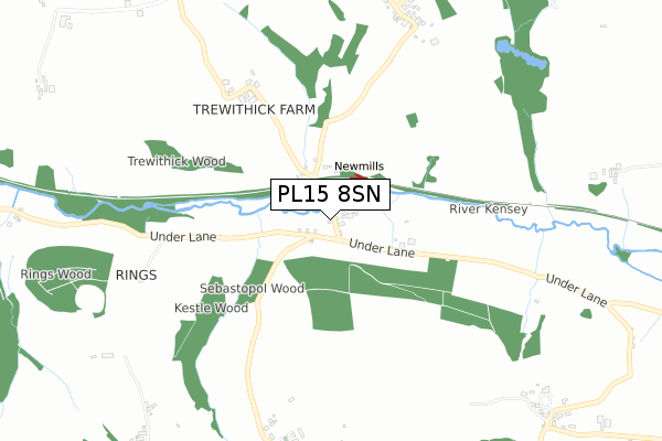 PL15 8SN map - small scale - OS Open Zoomstack (Ordnance Survey)