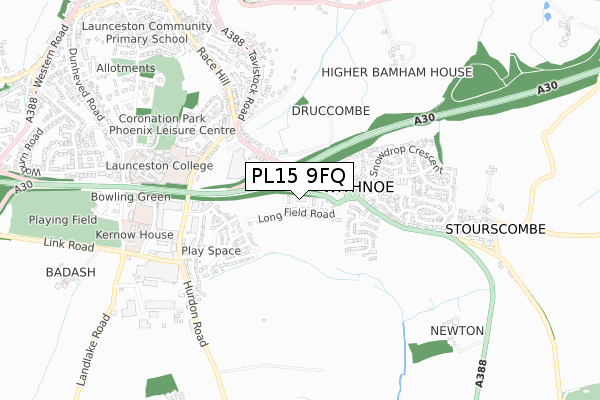 PL15 9FQ map - small scale - OS Open Zoomstack (Ordnance Survey) PL15 9FQ map - small scale - OS Open Zoomstack (Ordnance Survey)