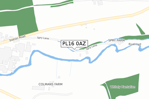 PL16 0AZ map - large scale - OS Open Zoomstack (Ordnance Survey)