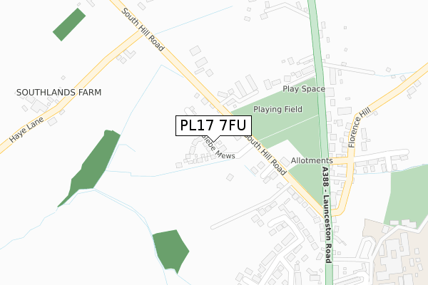PL17 7FU map - large scale - OS Open Zoomstack (Ordnance Survey)