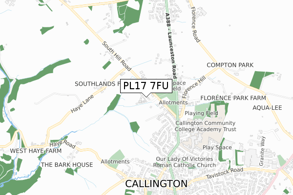 PL17 7FU map - small scale - OS Open Zoomstack (Ordnance Survey)