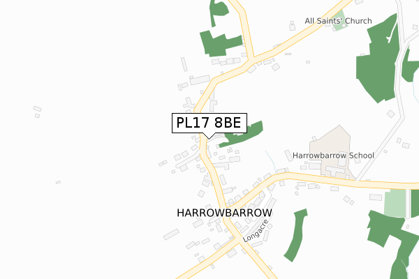 PL17 8BE map - large scale - OS Open Zoomstack (Ordnance Survey)