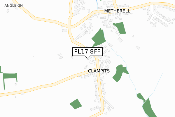 PL17 8FF map - large scale - OS Open Zoomstack (Ordnance Survey)