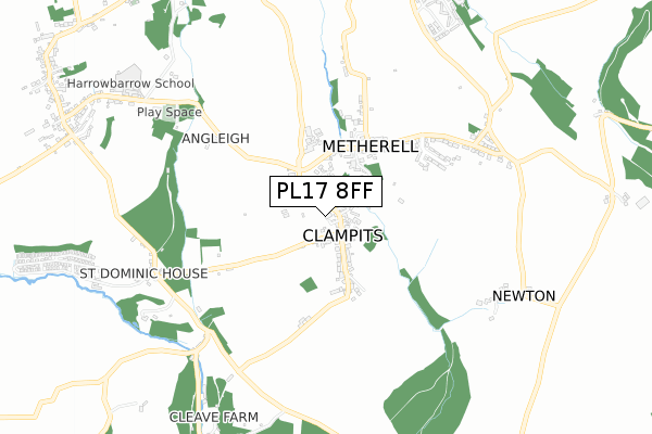 PL17 8FF map - small scale - OS Open Zoomstack (Ordnance Survey)