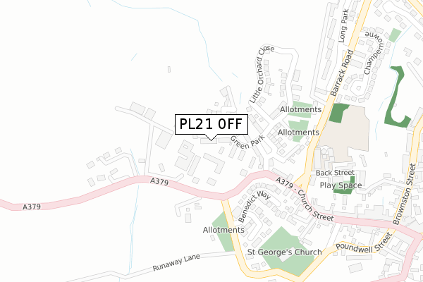 PL21 0FF map - large scale - OS Open Zoomstack (Ordnance Survey)