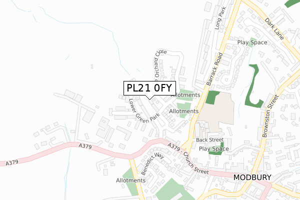 PL21 0FY map - large scale - OS Open Zoomstack (Ordnance Survey)