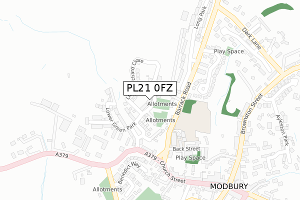 PL21 0FZ map - large scale - OS Open Zoomstack (Ordnance Survey)