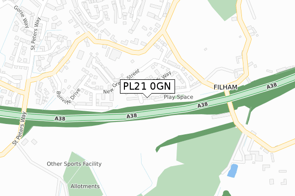 PL21 0GN map - large scale - OS Open Zoomstack (Ordnance Survey) PL21 0GN map - large scale - OS Open Zoomstack (Ordnance Survey)