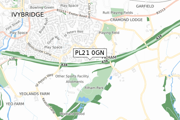 PL21 0GN map - small scale - OS Open Zoomstack (Ordnance Survey) PL21 0GN map - small scale - OS Open Zoomstack (Ordnance Survey)