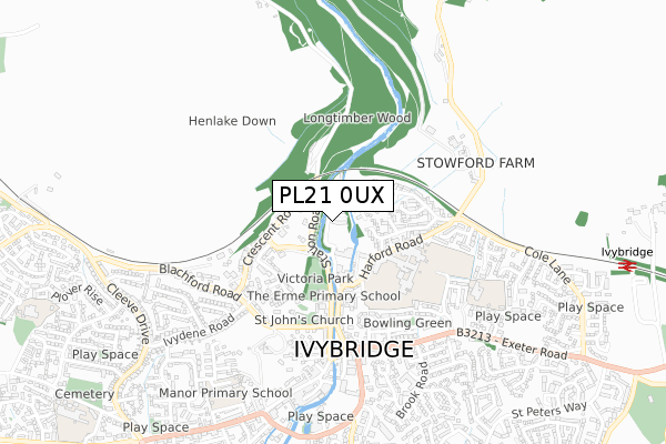 PL21 0UX map - small scale - OS Open Zoomstack (Ordnance Survey) PL21 0UX map - small scale - OS Open Zoomstack (Ordnance Survey)