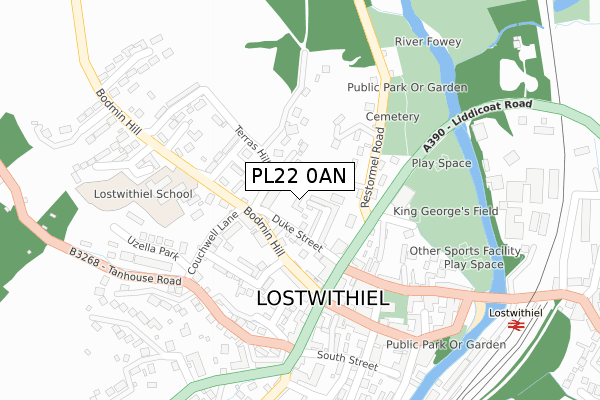 PL22 0AN map - large scale - OS Open Zoomstack (Ordnance Survey)