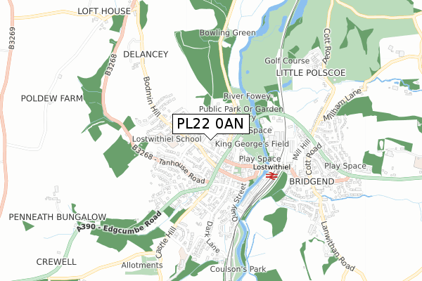 PL22 0AN map - small scale - OS Open Zoomstack (Ordnance Survey)
