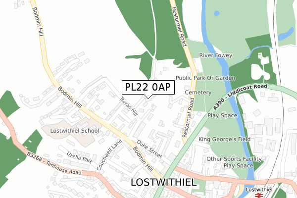 PL22 0AP map - large scale - OS Open Zoomstack (Ordnance Survey)