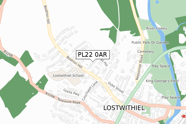 PL22 0AR map - large scale - OS Open Zoomstack (Ordnance Survey)