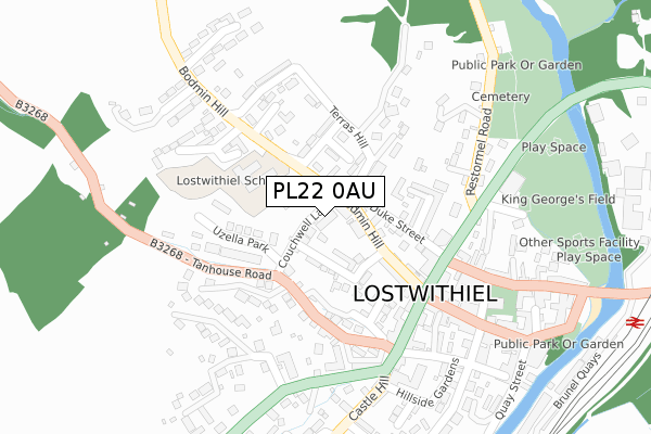 PL22 0AU map - large scale - OS Open Zoomstack (Ordnance Survey)