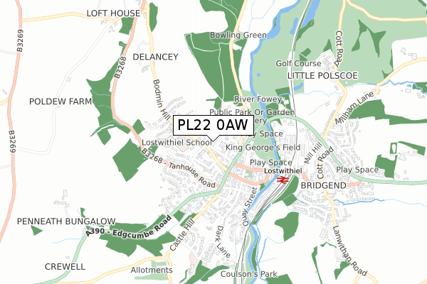 PL22 0AW map - small scale - OS Open Zoomstack (Ordnance Survey)