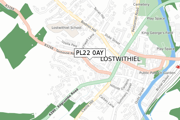 PL22 0AY map - large scale - OS Open Zoomstack (Ordnance Survey)